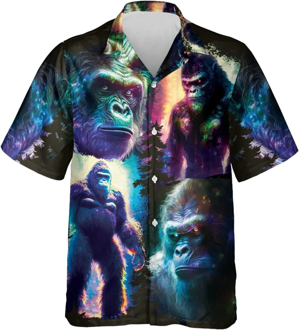 Enigmatic Bigfoot Hawaiian Shirts For Men Women, Sasquatch Hawaiian Shirt, Bigfoot Summer Shirt, Wild Hideaway Bigfoot Button Down Shirts Short Sleeve