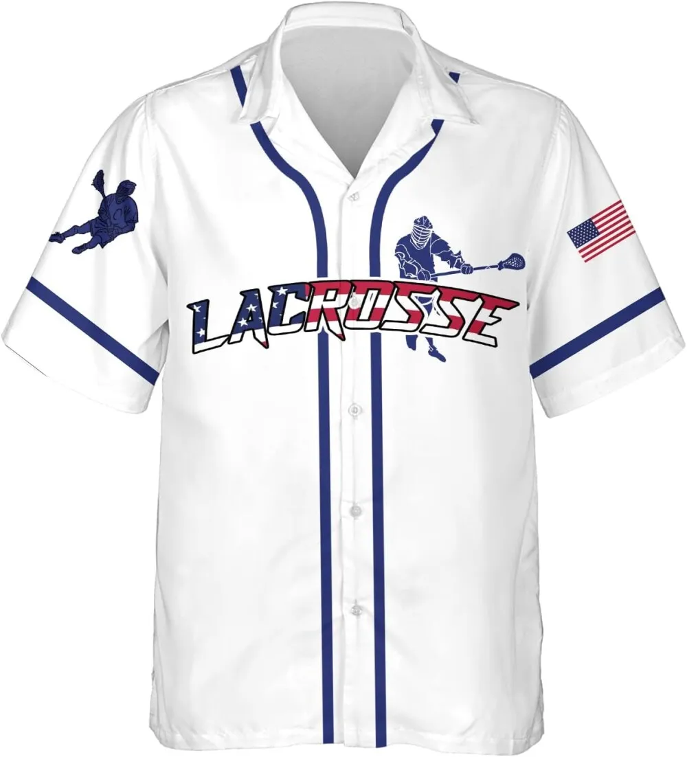 Lacrosse Sport Hawaiian Shirt, American Lacrosse Short Sleeve Casual Button Down Shirts For Men Women, Sport Summer Shirts, Gift For Lacrosse Lovers