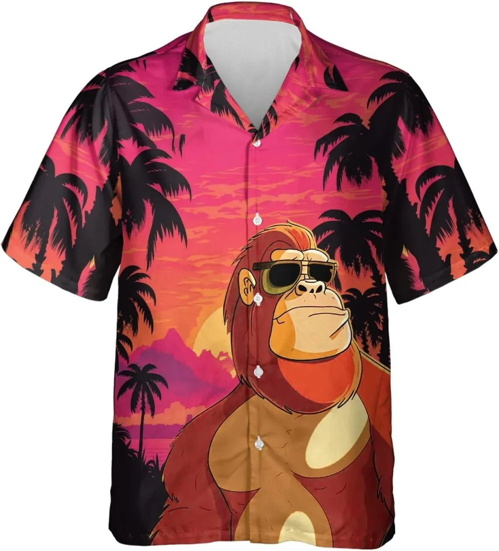 Bigfoot Mens Hawaiian Shirt, I Climb Until Night Tropical Casual Button Down Short Sleeve, Sasquatch Shirts, Funny Hawaiian Shirt, Summer Beach Shirt