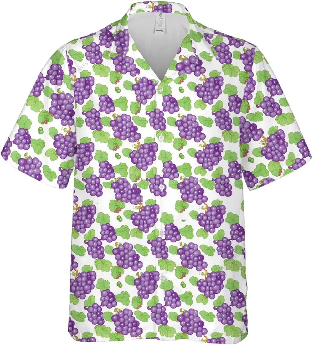 Grapes Hawaiian Shirts For Men Women, Grapes Fruits Hawaiian Button Down Short Sleeve Shirts, Casual Printed Beach Summer Shirt, Aloha Beach Shirt