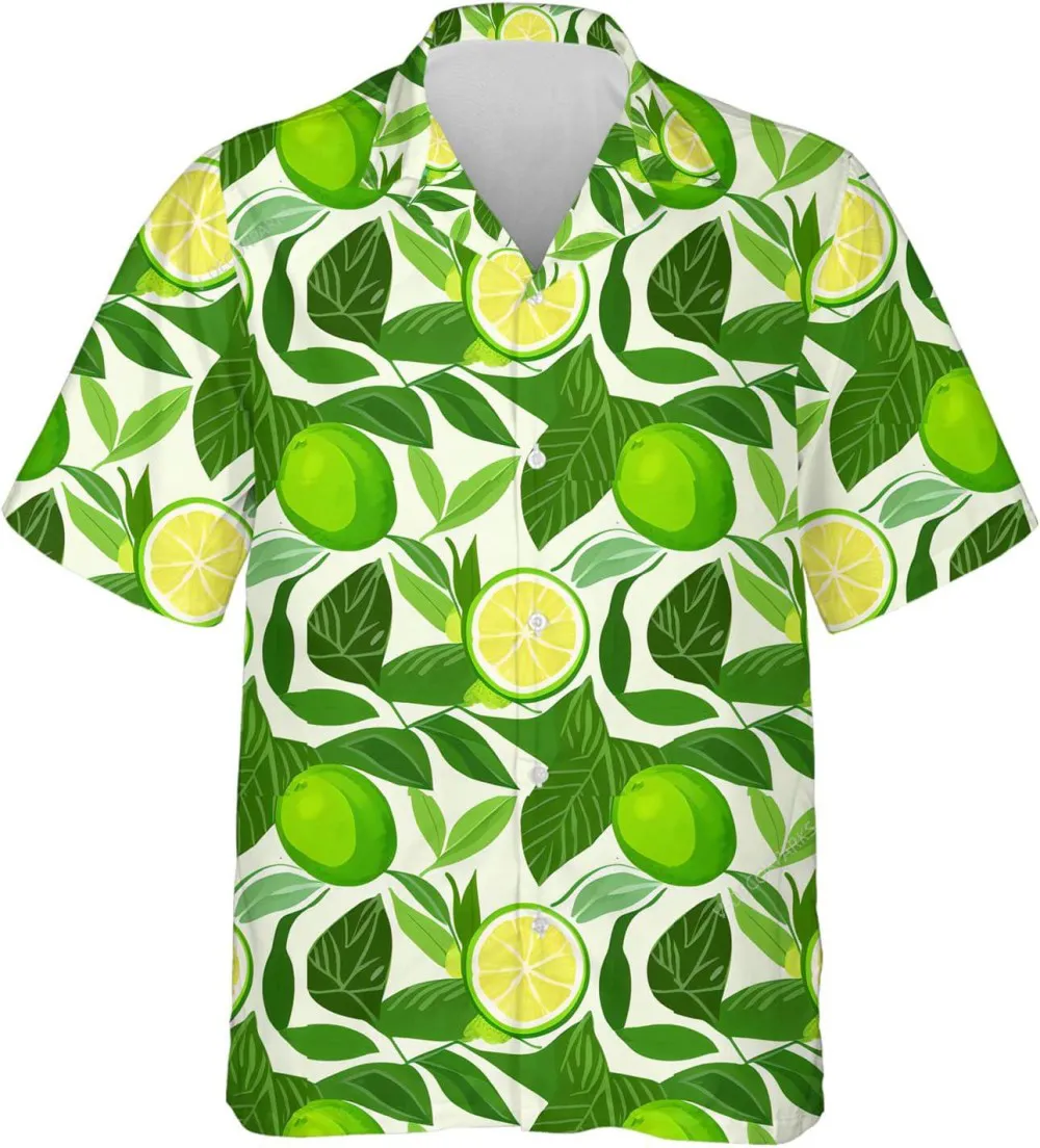 Lemon Hawaiian Shirt For Men Women, Tropical Fruit Casual Button Down Unisex Shirt, Citrus Fruits Hawaiian Aloha Shirt, Short Sleeve Shirt