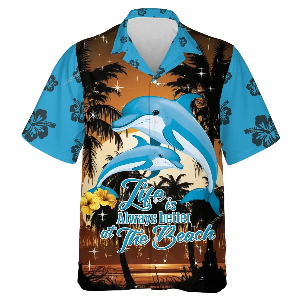 Dolphin Tropical Leaves Monstera Beach Summer Shirt For Dolphin