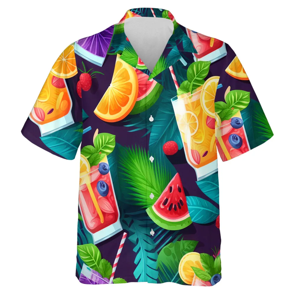 Summer Soda Men Hawaiian Shirt, Cocktail Beach Aloha Button Down Shirts, Gift For Summer Holidays, Summer Trip Gift, Tropical Hawaiian Shirt