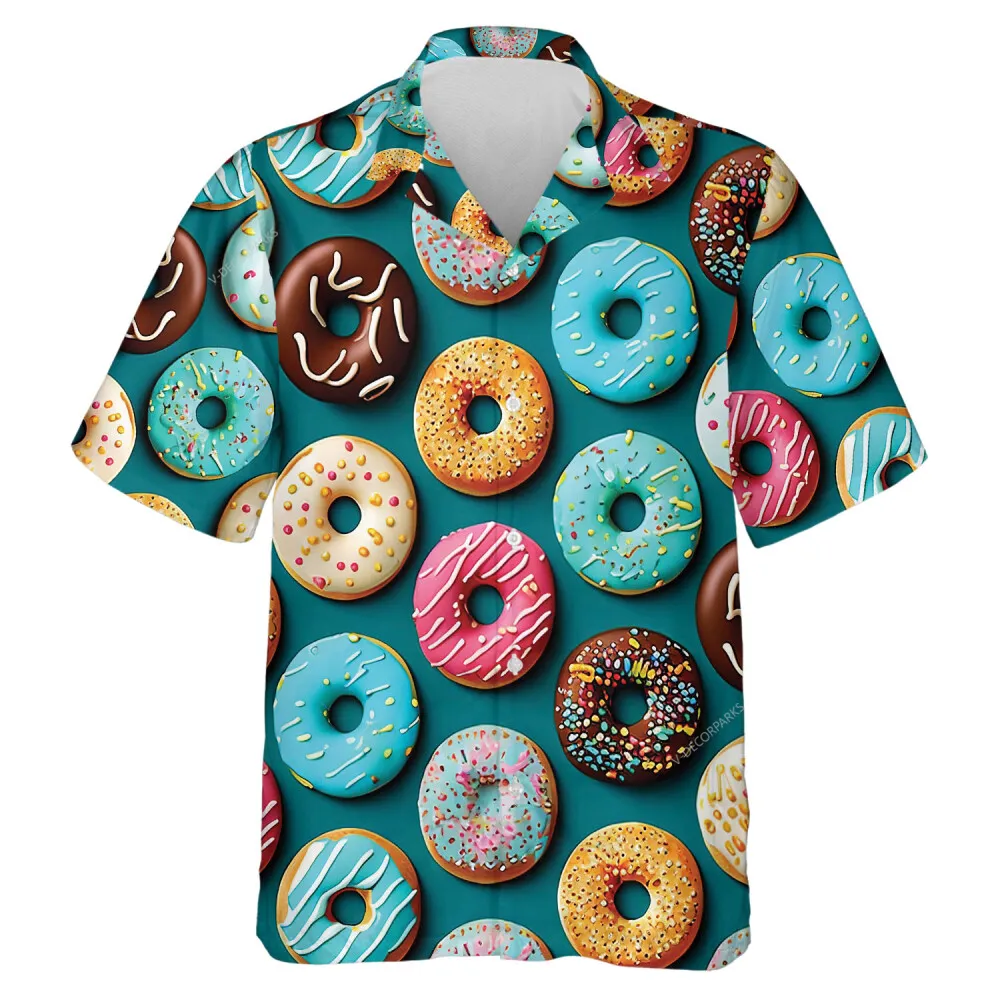 Amazing Glazed Donut Hawaiian Shirt For Men Women, Delicious Cake Aloha Beach Shirts, Food Pattern Mens Button Down Shirt, Unisex Clothing