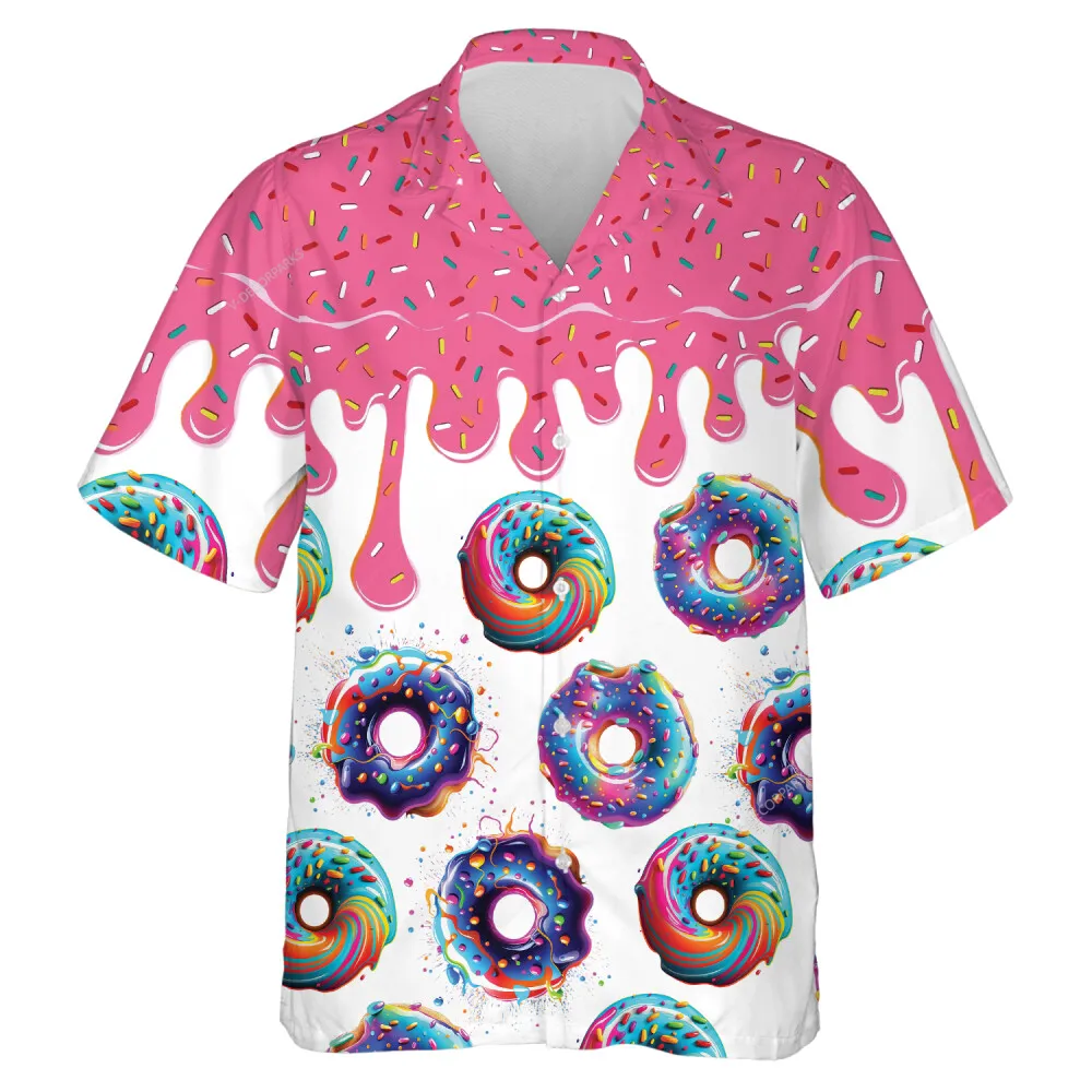 Delicous Donuts Hawaiian Shirt For Everyone - Donut Glazed Aloha Beach Shirts, Sweets Mens Button Down Shirt, Hologram Clothing